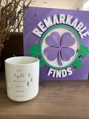 ‘The Light Meets Us’ ceramic tea light candle holder